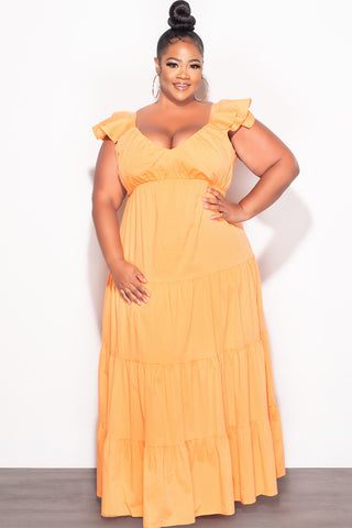 Final Sale Plus Size 3 Layered Maxi Dress in Apricot
