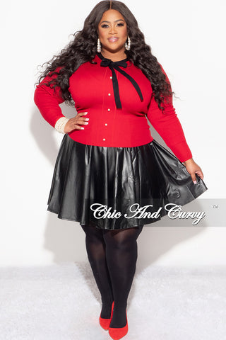 Final Sale Plus Size Top with Neck Tie in Red