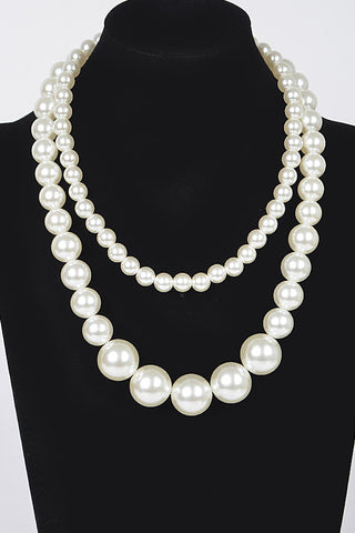 Final Sale Multi Size Faux Pearl Double Layered Necklace