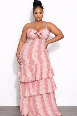 Final Sale Plus Size Mermaid Linen Maxi Dress in Coral & Ivory – Chic And Curvy