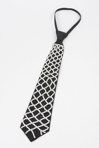 Final Sale Necktie with Faux Pearls Necklace