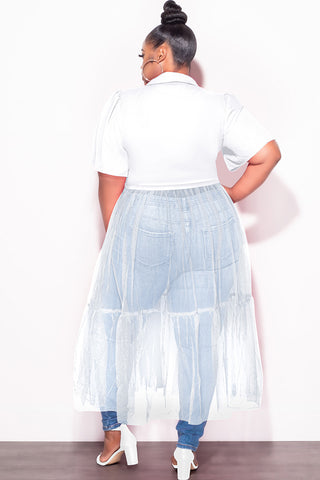 Final Sale Plus Size Top with Sheer Detail in White