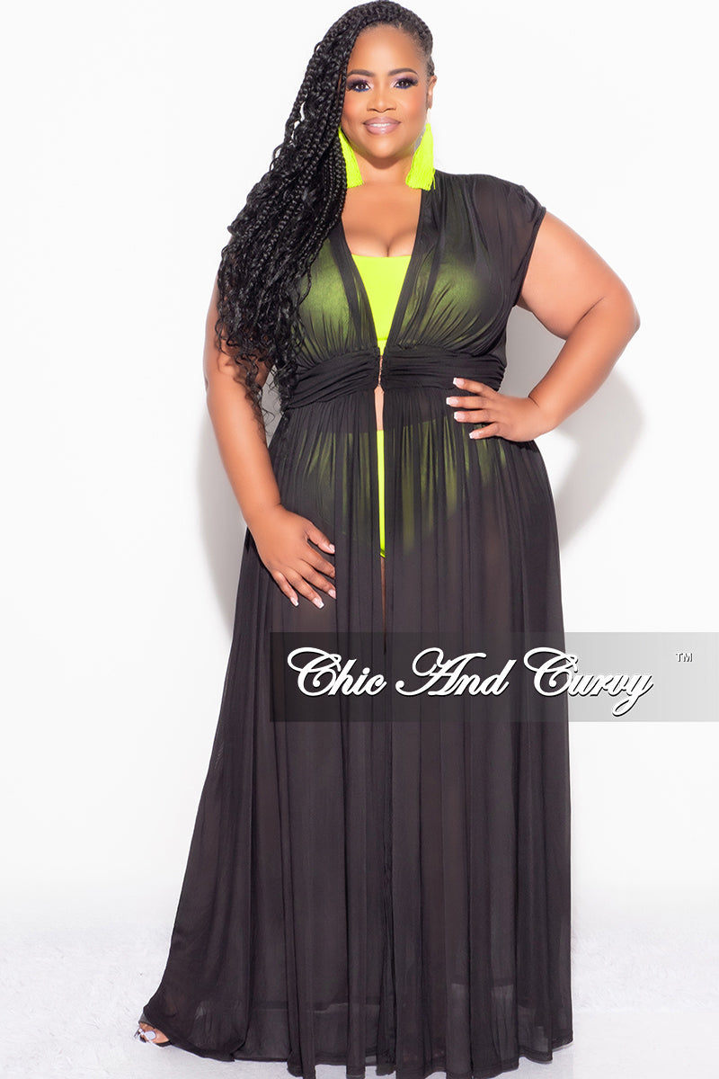 Final Sale Plus Size Goddess Cover Up / Duster in Black Chiffon - 1x 14/16 Final Sale Plus Size Goddess Cover Up / Duster in Black Chiffon - 1x 14/16