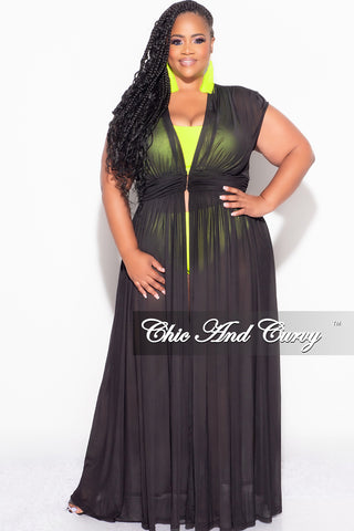 Final Sale Plus Size Goddess Cover Up / Duster in Black Chiffon - 1x 14/16 Final Sale Plus Size Goddess Cover Up / Duster in Black Chiffon - 1x 14/16