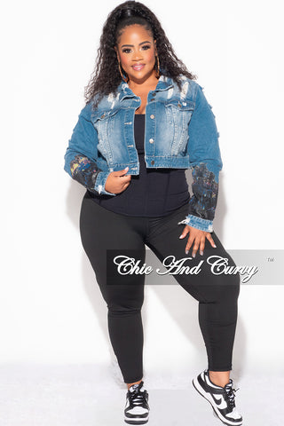 Final Sale Plus Size Denim Jacket with Hollywood Graphic Back