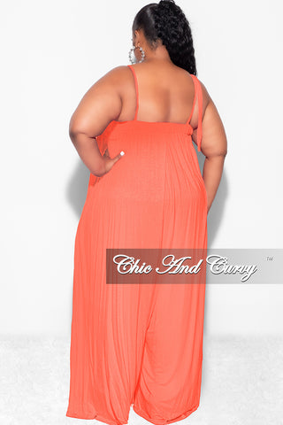 Final Sale Plus Size Jumpsuit with Spaghetti Straps in Coral