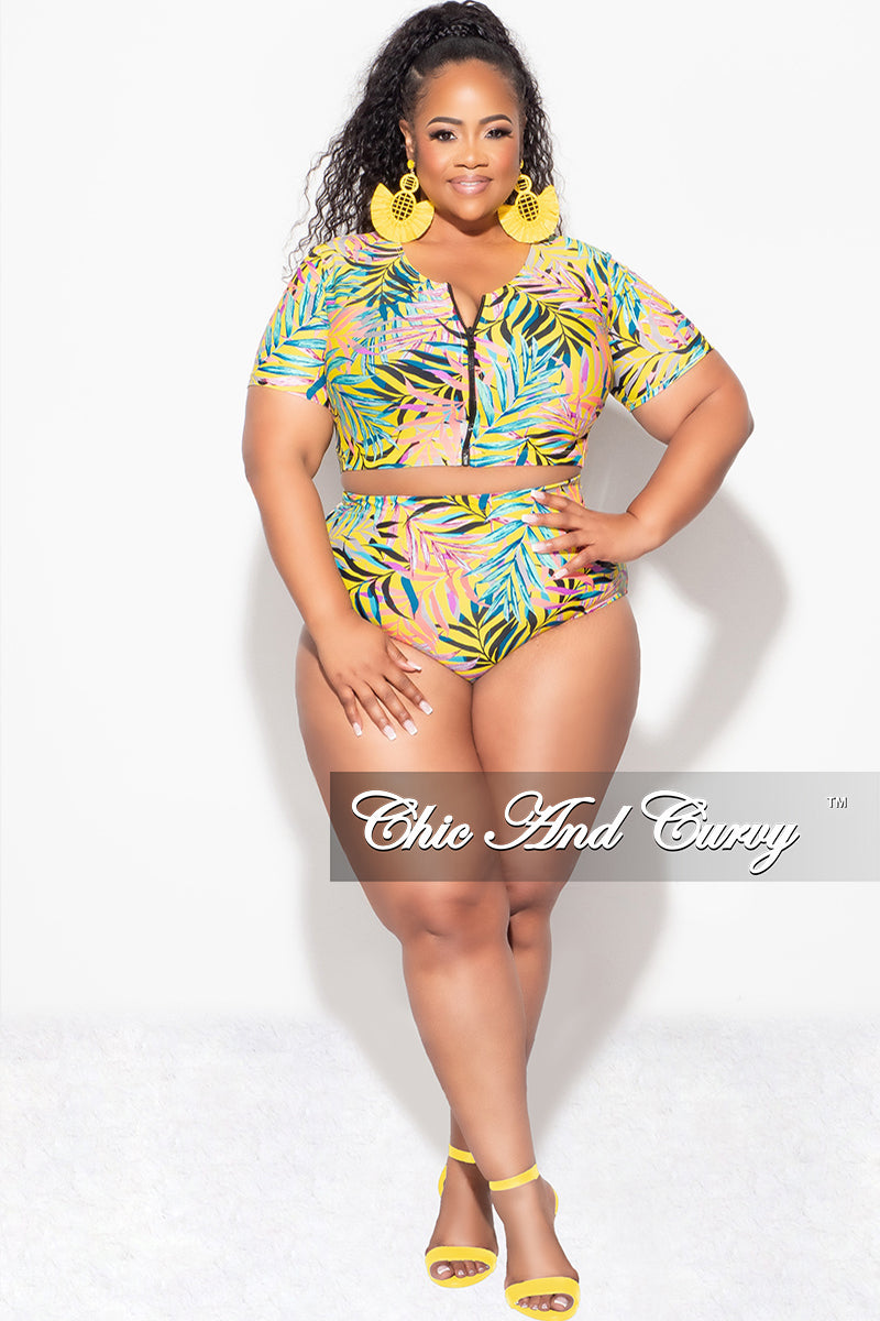Exclusive Chic And Curvy Final Sale Plus Size 2pc Swimwear in Yellow
