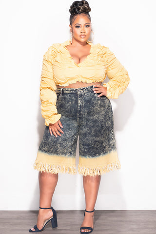 Final Sale Plus Size Crop Top in Yellow