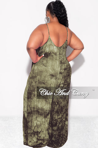 Final Sale Plus Size Jumpsuit with Soft Crepe Fabric in Olive