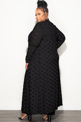 Final Sale Plus Size 2pc Long Duster and Pants Set in Black