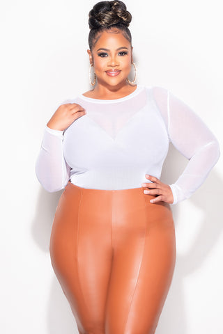 Final Sale Plus Size Mesh Top in White