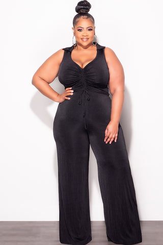 Final Sale Plus Size 2pc Set Crop Top and Pants in Black
