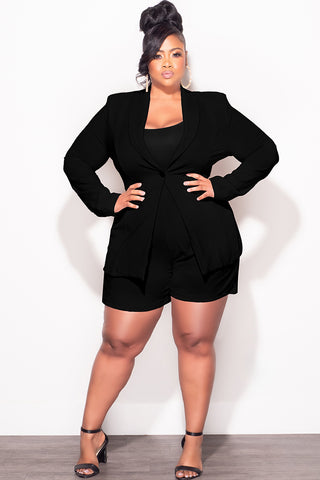 Final Sale Plus Size 2pc Shorts Suit in Black Chic And Curvy Final Sale Plus Size 2pc Shorts Suit in Black Chic And Curvy