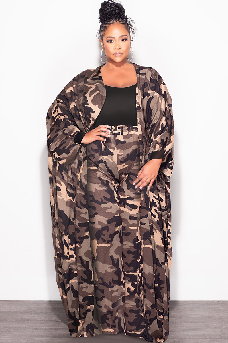 Final Sale Plus Size 2pc Kaftan and Pants Set in Camo