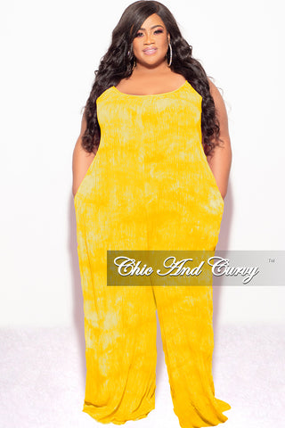 Final Sale Plus Size Jumpsuit with Soft Crepe Fabric in Yellow