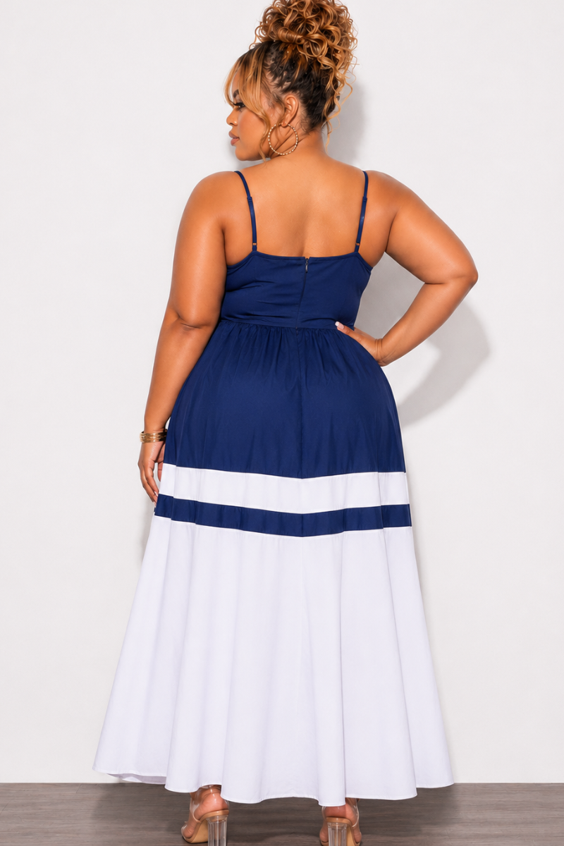 blue color block maxi dress Baby Blue Colorblock Chiffon Floral Maxi Dress