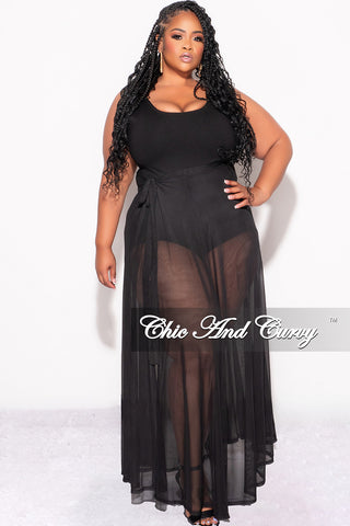 Final Sale Plus Size Mesh Skirt Cover Up in Black