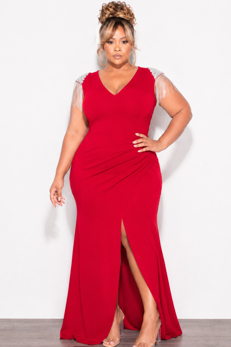 plus size red maxi dress Yours Curve Red London Pleated Choker Corsage Dress US 14 Womens