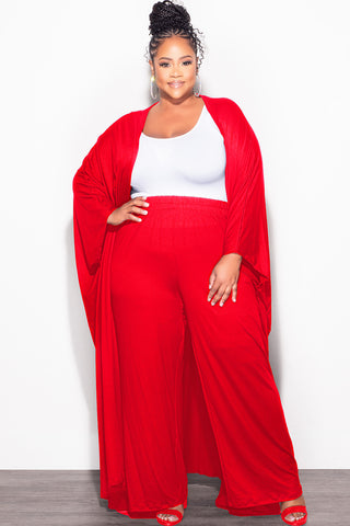 Final Sale Plus Size 2pc Kaftan and Pants Set in Red