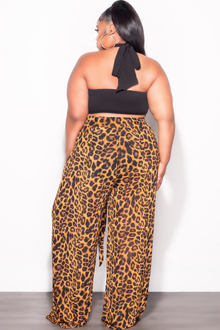 Final Sale Plus Size Mesh Pants in Animal Print