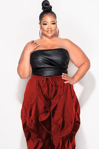 Final Sale Plus Size Faux Leather Strapless Top in Black