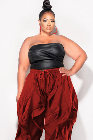 Final Sale Plus Size Faux Leather Strapless Top in Black