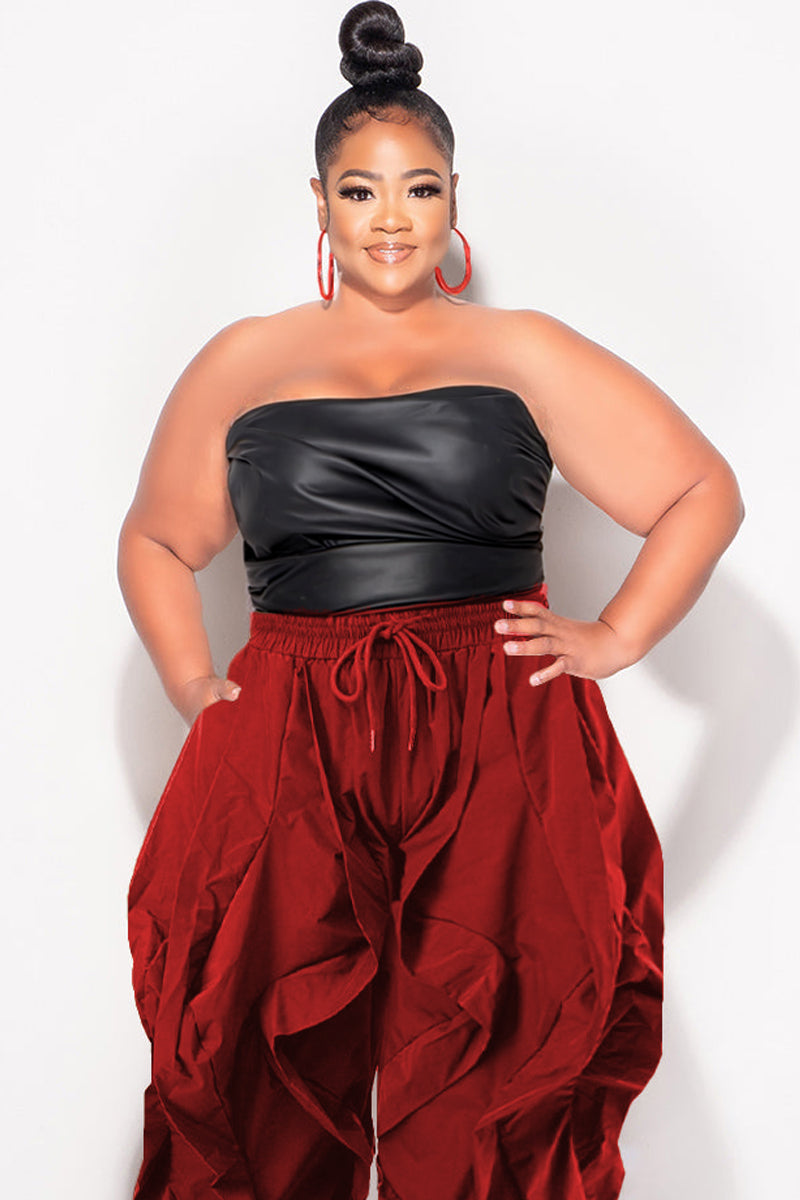 Final Sale Plus Size Faux Leather Strapless Top in Black