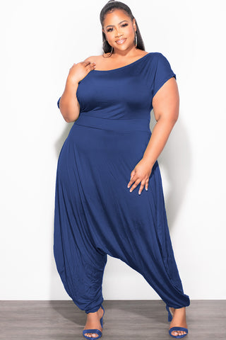 Final Sale Plus Size Harem Jumpsuit in Navy