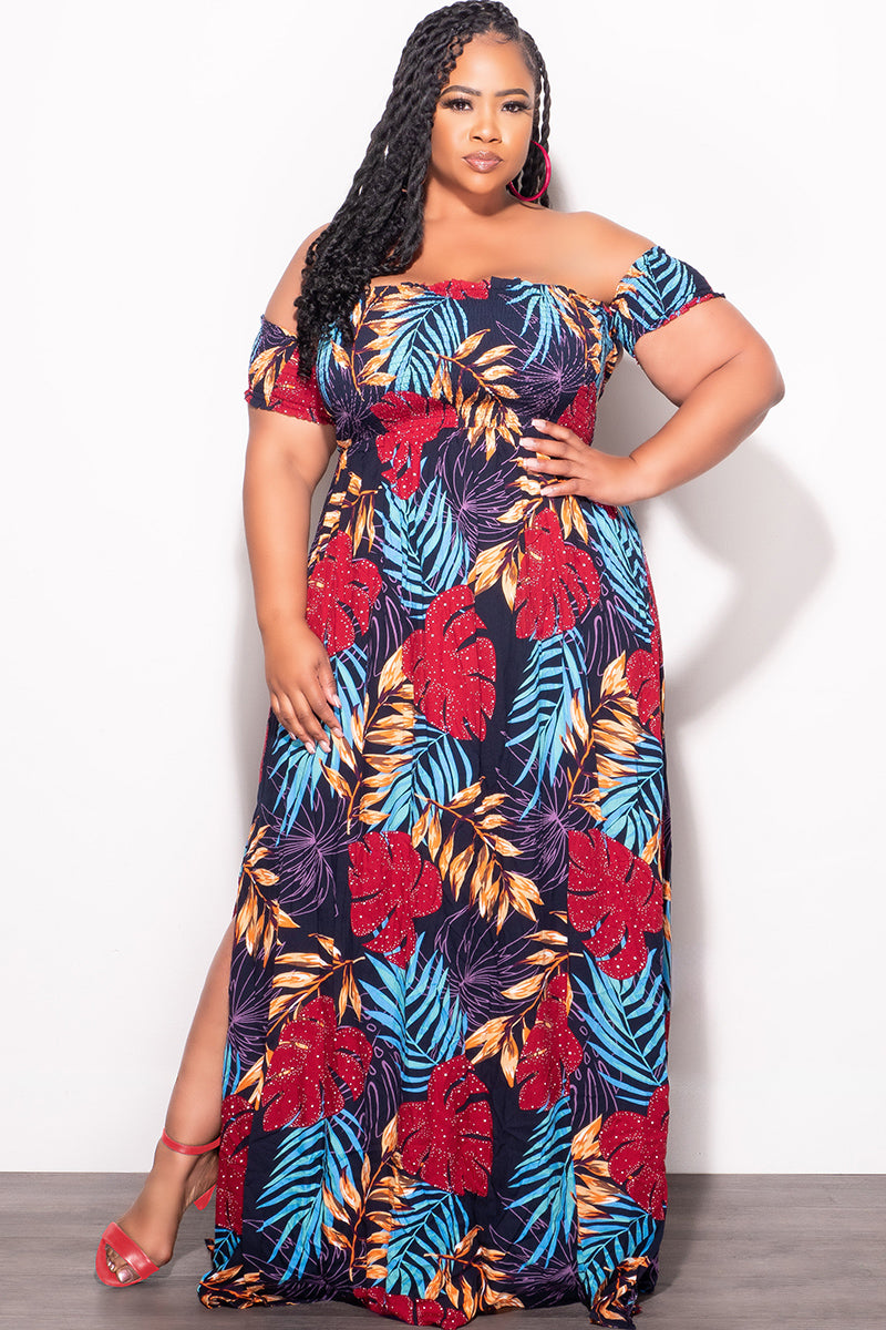 Final Sale Plus Size Sleeveless Frill Tiered Maxi Dress in Multi Color Leaf Print - 2x 18/20 Final Sale Plus Size Sleeveless Frill Tiered Maxi Dress in Multi Color Leaf Print - 2x 18/20