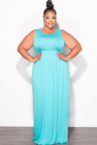 Final Sale Plus Size Sleeveless Maxi Dress in Mint