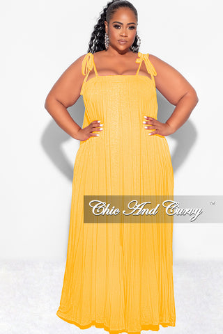 Final Sale Plus Size Oversized Jumpsuit with Self Tie Straps in Mustard