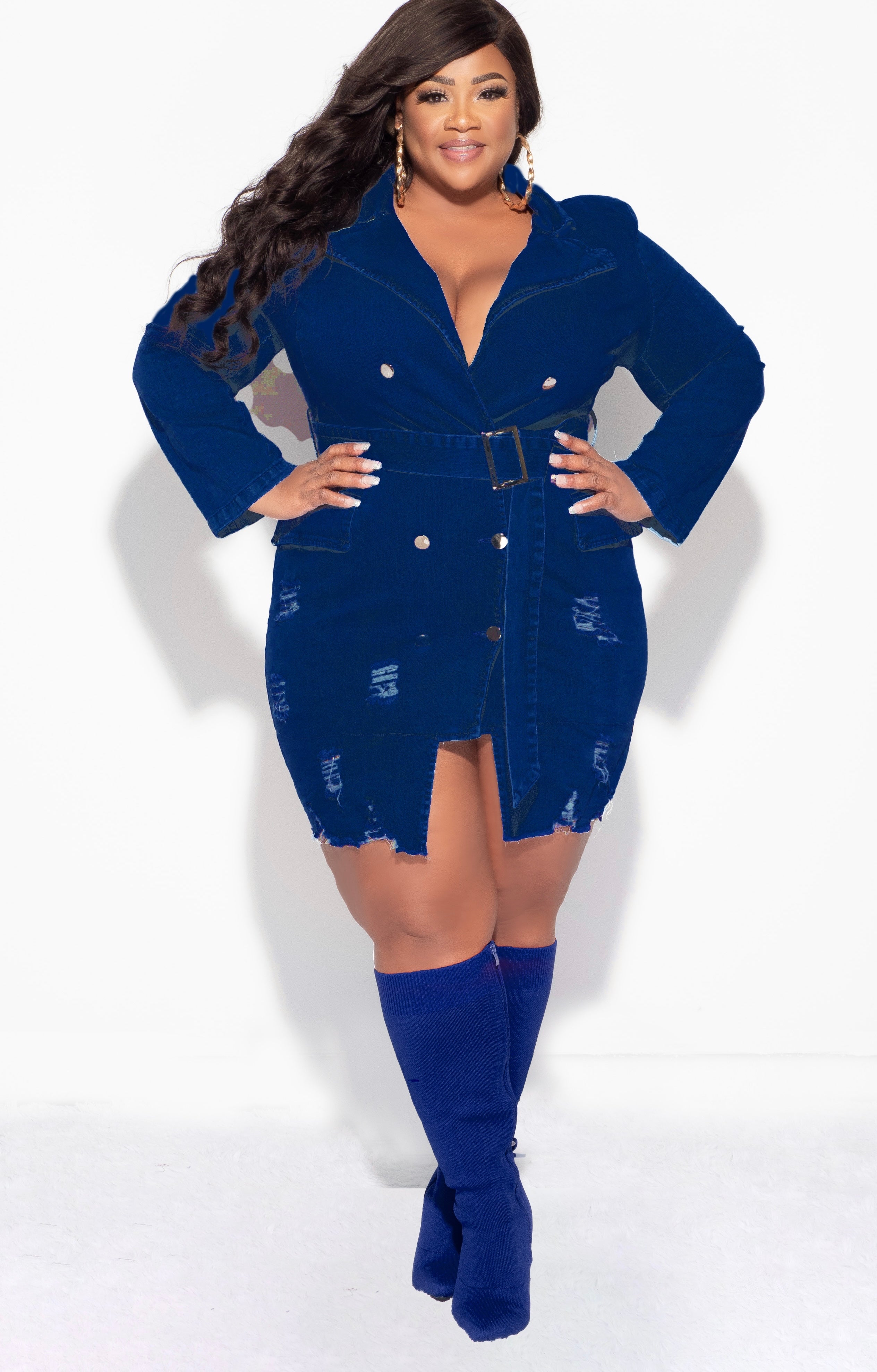 dark denim dress women THE MICHELLE COLLARED DENIM DRESS IN DARK DENIM Large