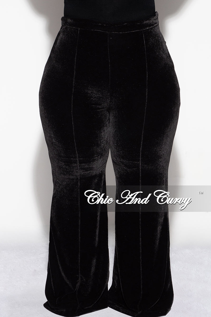 Final Sale Plus Size Velvet High Waist Pants in Black