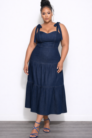 Final Sale Plus Size Maxi Dress Dark Wash Denim