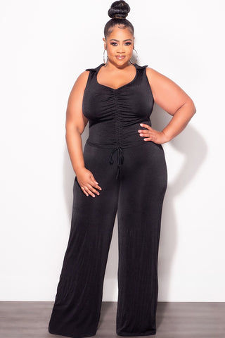 Final Sale Plus Size 2pc Set Crop Top and Pants in Black
