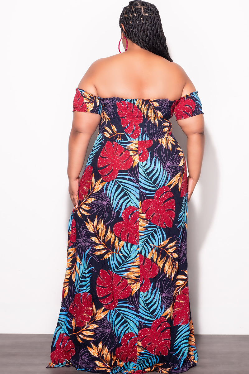 Final Sale Plus Size Sleeveless Frill Tiered Maxi Dress in Multi Color Leaf Print - 2x 18/20 Final Sale Plus Size Sleeveless Frill Tiered Maxi Dress in Multi Color Leaf Print - 2x 18/20