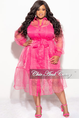 Final Sale Plus Size Sheer Coat & Under dress in Pink