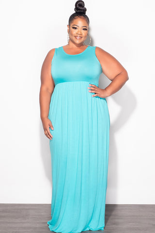 Final Sale Plus Size Sleeveless Maxi Dress in Mint