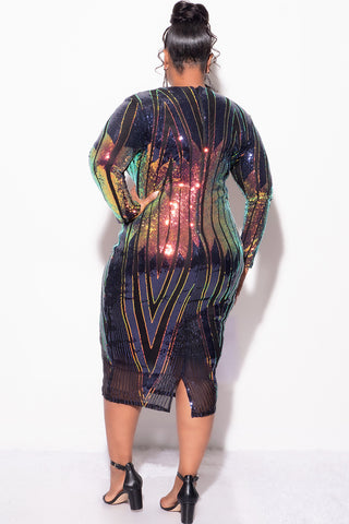 Final Sale Plus Size Sequin BodyCon Dress in Multi-Colors