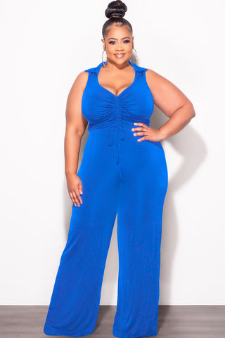 Final Sale Plus Size 2pc Set Crop Top and Pants in Royal Blue