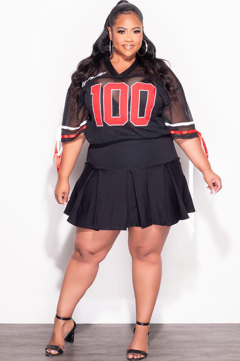 Final Sale Plus Size Shirt Jersey Top in Black Red and White Chic And Curvy Final Sale Plus Size Shirt Jersey Top in Black Red and White Chic And Curvy