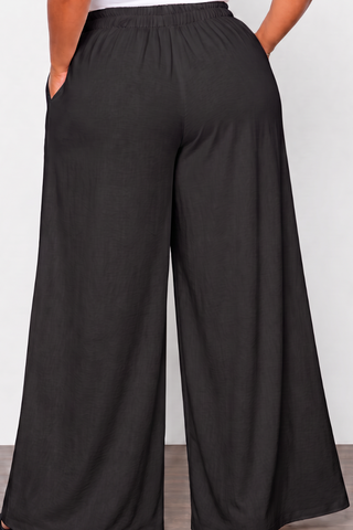 Final Sale Plus Size Wide Leg Pants in Black