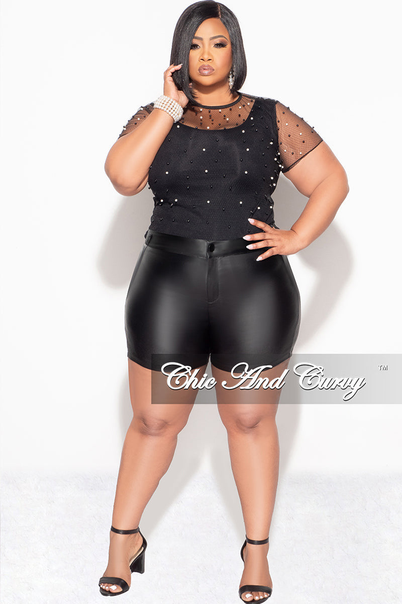 Final Sale Plus Size Shorts in Black Faux Leather