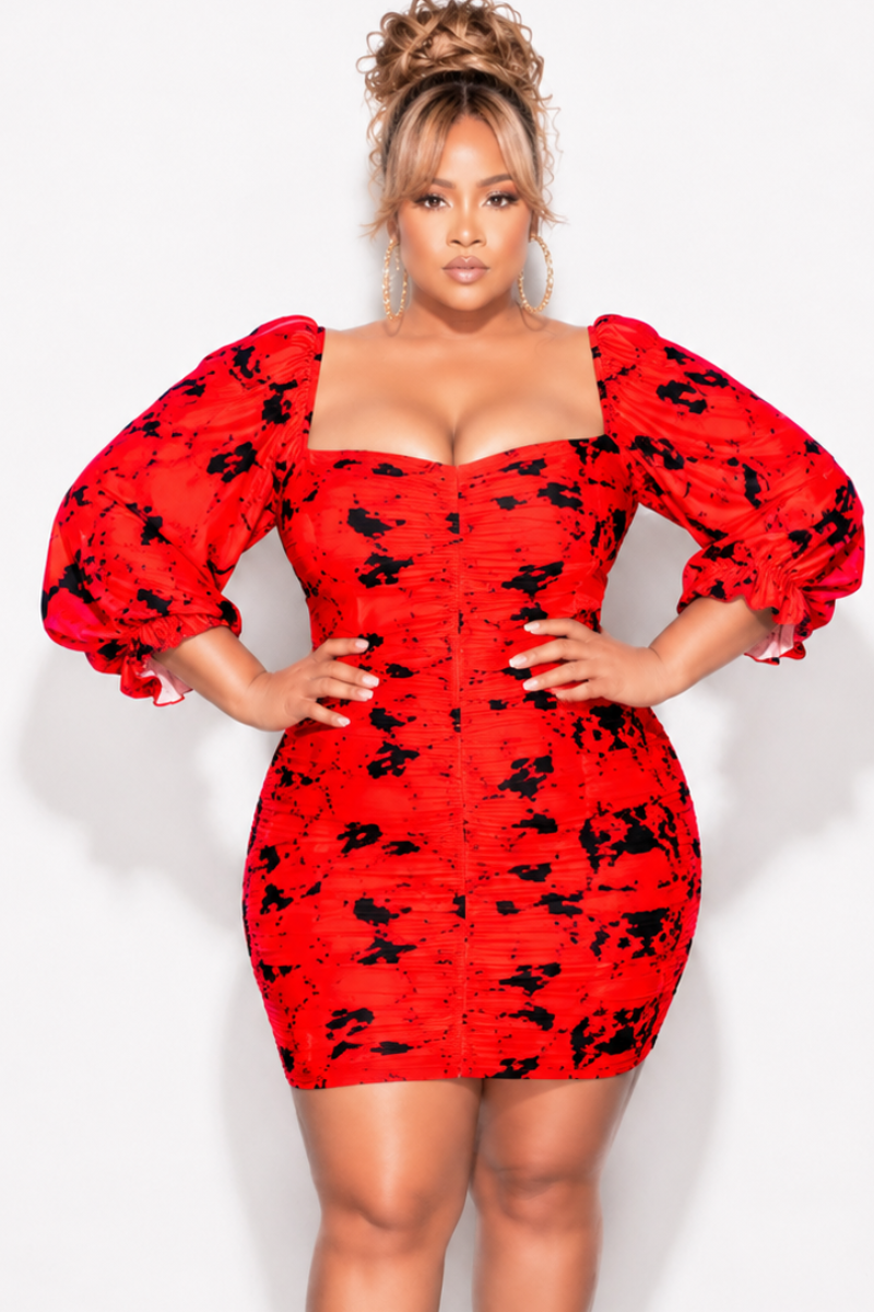 short red dress plus size QQAMB Women's Dress Plus Size Square Neck High Waist Solid Color Short Sleeve Summer Casual Long Dresses Red 3XL