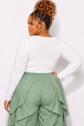 Final Sale Plus Size Ribbed Cut Out Top in Off White