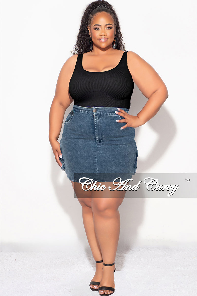 Final Sale Plus Size Acid Wash Denim Skirt (Skirt Only)