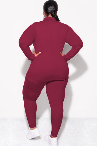 Final Sale Plus Size 2pc Set Turtleneck & Legging in Burgundy