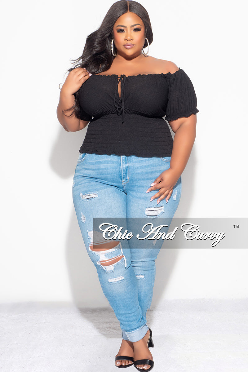 Final Sale Plus Size Off the Shoulder Top with Frill Bottom in Black - 3x 22 Final Sale Plus Size Off the Shoulder Top with Frill Bottom in Black - 3x 22