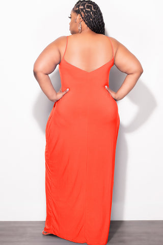 Final Sale Plus Size Tank Spaghetti Strap Maxi Dress in Orange