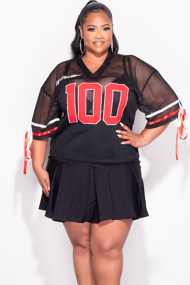 Final Sale Plus Size Shirt Jersey Top in Black Red and White Chic And Curvy Final Sale Plus Size Shirt Jersey Top in Black Red and White Chic And Curvy
